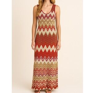 Sanctuary Crochet Maxi Dress Chevron Pattern Boho Hippie Beachy Festival sz‎ M